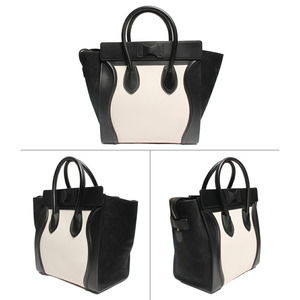 Celine x Luggage Shopper Black Tote White Bag Mini Handbag